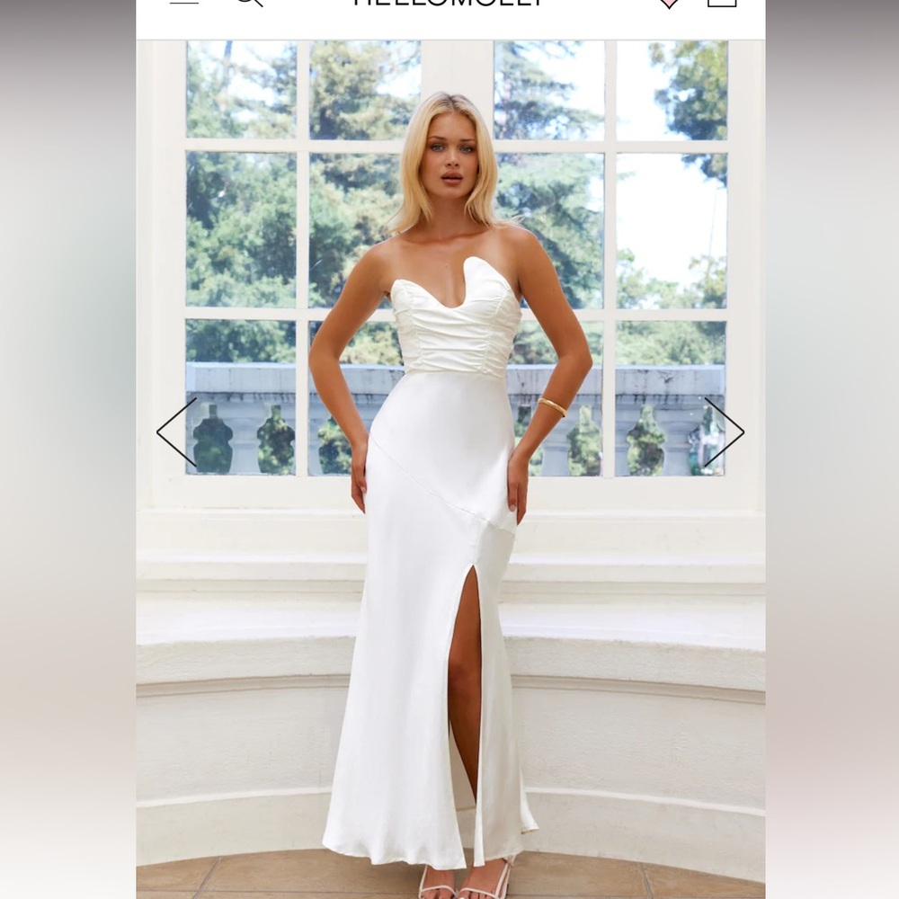 Hello Molly white dress happy glow satin dress